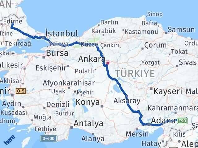 Gaziantep Yavuzeli Kırklareli Arası Kaç Km - Yol Haritası