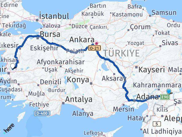 Gaziantep Yavuzeli Manisa Arası Kaç Km - Yol Haritası