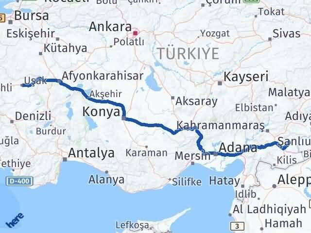 Gaziantep Yavuzeli Uşak Arası Kaç Km - Yol Haritası