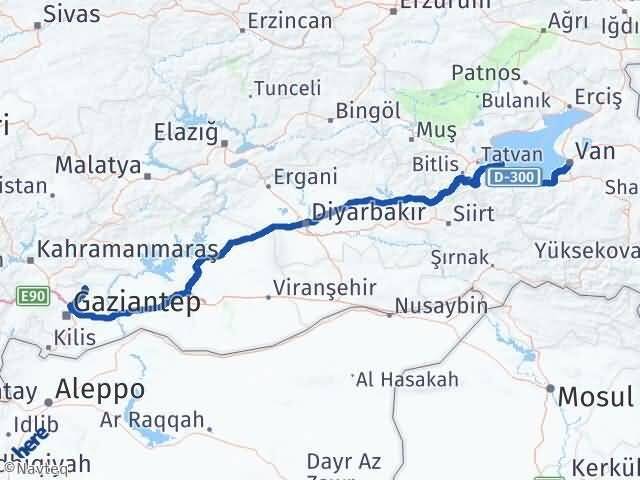 Gaziantep Yavuzeli Van Arası Kaç Km - Yol Haritası