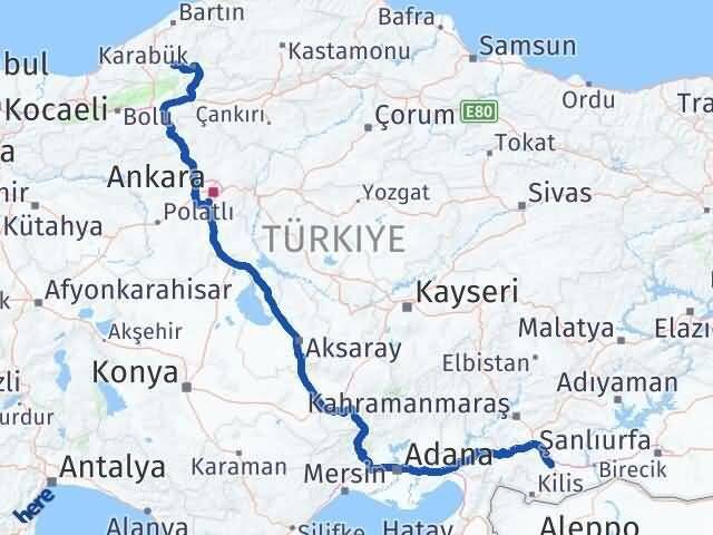 Gaziantep Yenice Karabük Arası Kaç Km - Yol Haritası