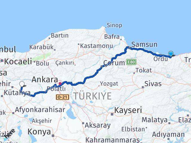Giresun Alpu Eskişehir Arası Kaç Km - Yol Haritası