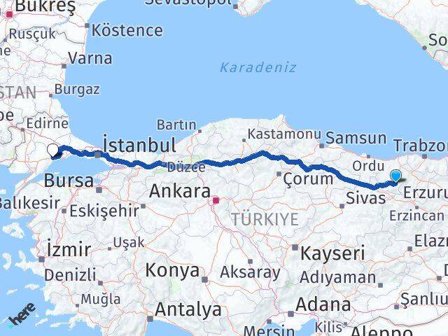 Giresun Alucra Tekirdağ Arası Kaç Km - Yol Haritası