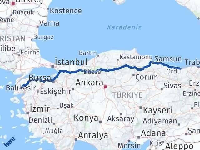 Giresun Bayramiç Çanakkale Arası Kaç Km - Yol Haritası