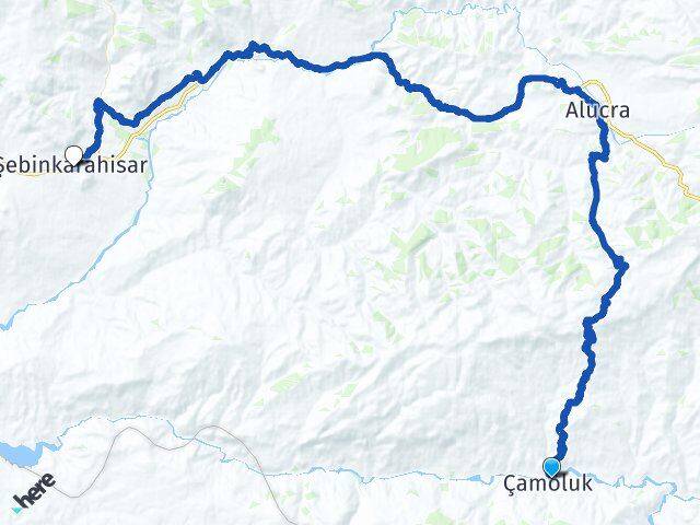 Giresun Çamoluk Şebinkarahisar Arası Kaç Km - Yol Haritası
