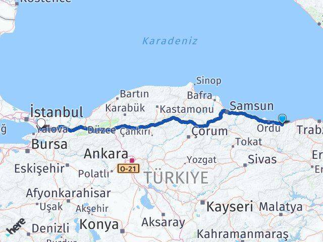 Giresun Dilovası Kocaeli Arası Kaç Km - Yol Haritası