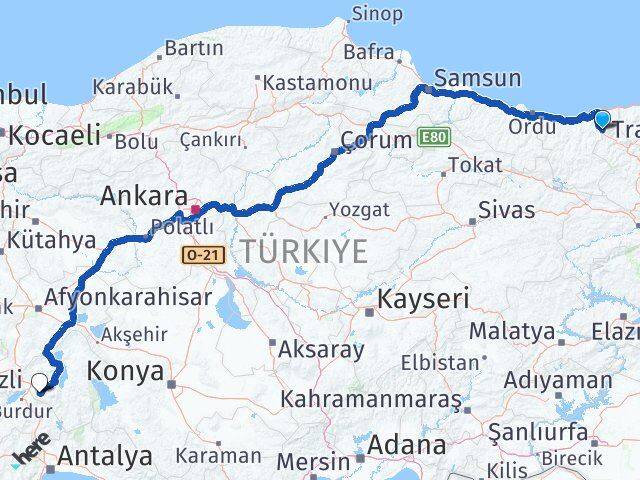 Giresun Doğankent Isparta Arası Kaç Km - Yol Haritası