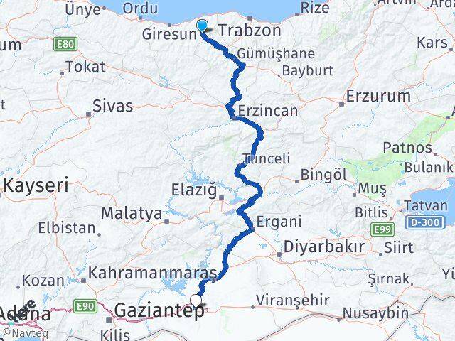 Giresun Doğankent Karaköprü Şanlıurfa Arası Kaç Km - Yol Haritası
