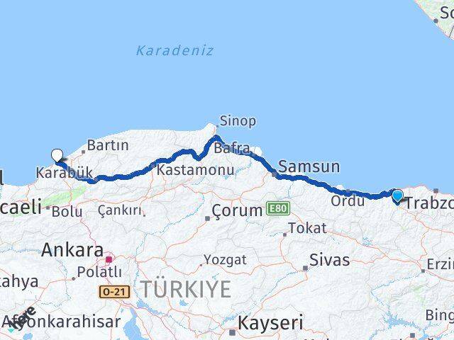 Giresun Doğankent Zonguldak Arası Kaç Km - Yol Haritası
