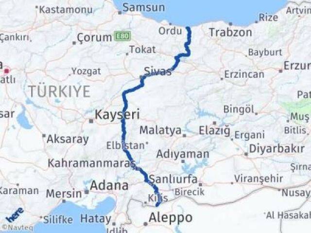 Giresun Elbeyli Kilis Arası Kaç Km - Yol Haritası
