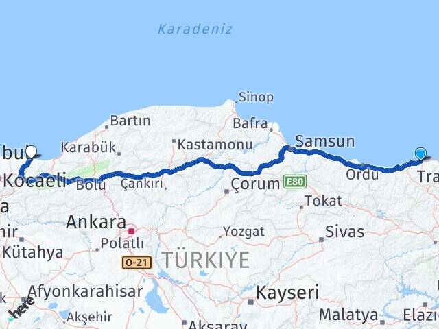 Giresun Eynesil Karasu Sakarya Arası Kaç Km - Yol Haritası