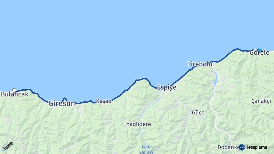 Giresun Görele Bulancak Arası Kaç Km - Yol Haritası