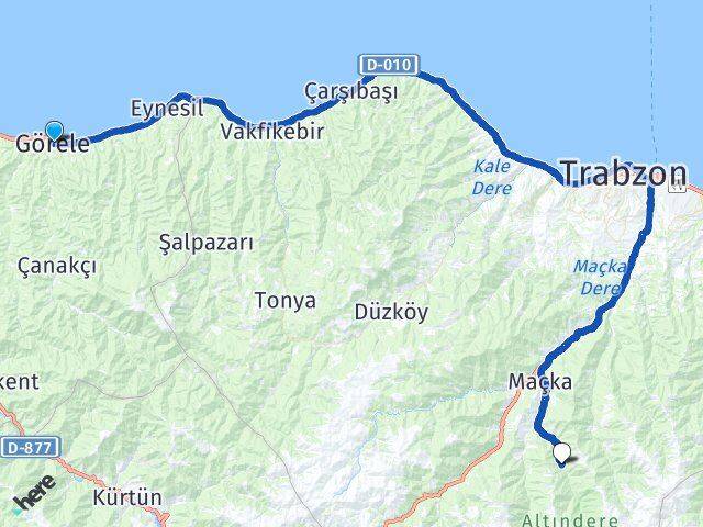 Giresun Görele Maçka Trabzon Arası Kaç Km - Yol Haritası