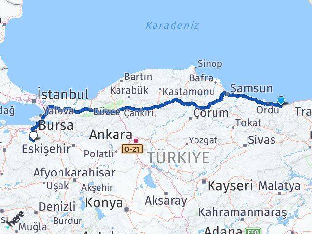 Giresun Orhaneli Bursa Arası Kaç Km - Yol Haritası