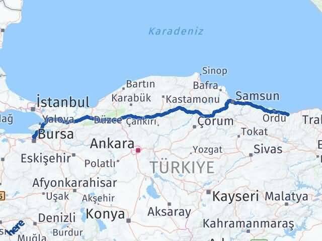 Giresun Osmangazi Bursa Arası Kaç Saat? Yol Haritası, Yakıt, Rota ve Mesafe Hesaplama Giresun Osmangazi Bursa Arası Kaç Km? Kaç Saat? Yol Haritası