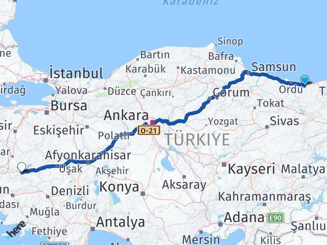 Giresun Salihli Manisa Arası Kaç Km - Yol Haritası
