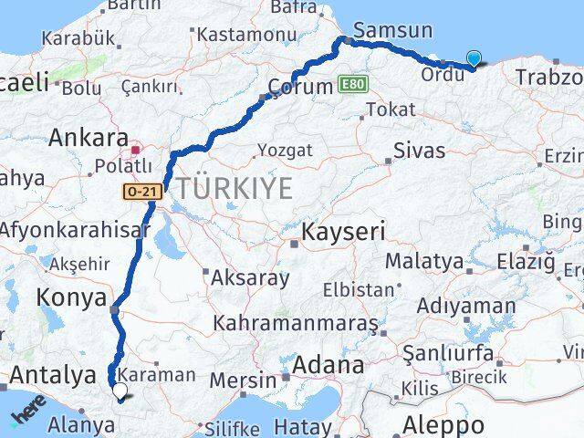 Giresun Sarıveliler Karaman Arası Kaç Km - Yol Haritası
