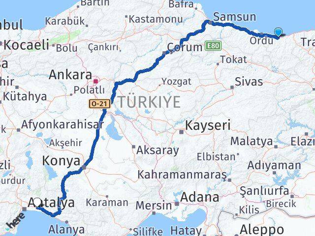 Giresun Serik Antalya Arası Kaç Km - Yol Haritası