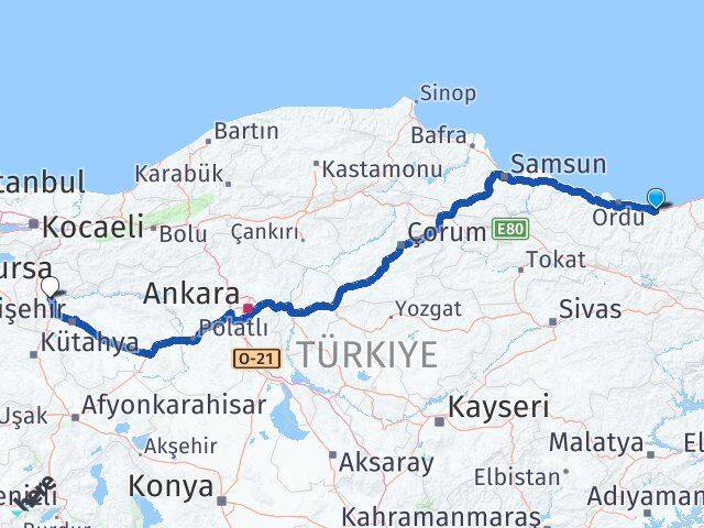 Giresun Söğüt Bilecik Arası Kaç Km - Yol Haritası
