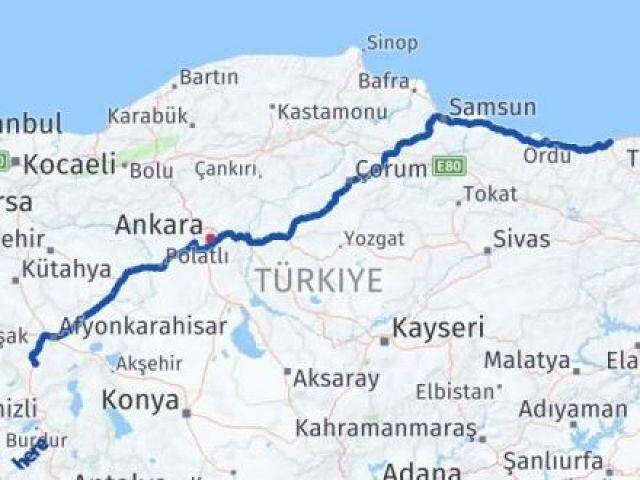 Giresun Tirebolu Afyonkarahisar Arası Kaç Km - Yol Haritası