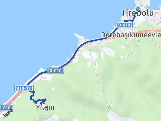 Giresun Tirebolu Yılgın Tirebolu Arası Kaç Km - Yol Haritası