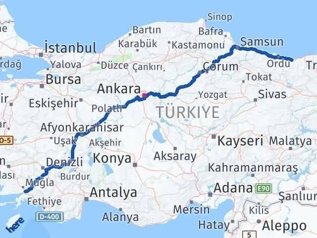 Giresun Ula Muğla Arası Kaç Km - Yol Haritası