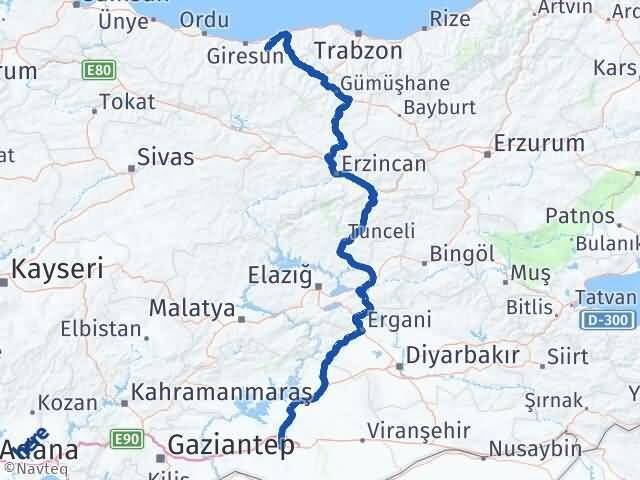 Giresun Yağlıdere Şanlıurfa Arası Kaç Km - Yol Haritası