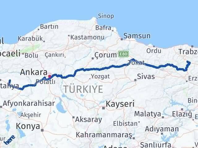 Gümüşhane Alpu Eskişehir Arası Kaç Km - Yol Haritası