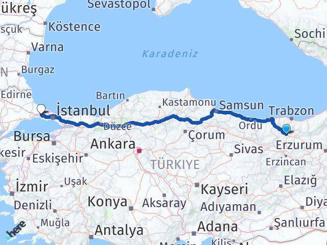 Gümüşhane Çatalca İstanbul Arası Kaç Km - Yol Haritası
