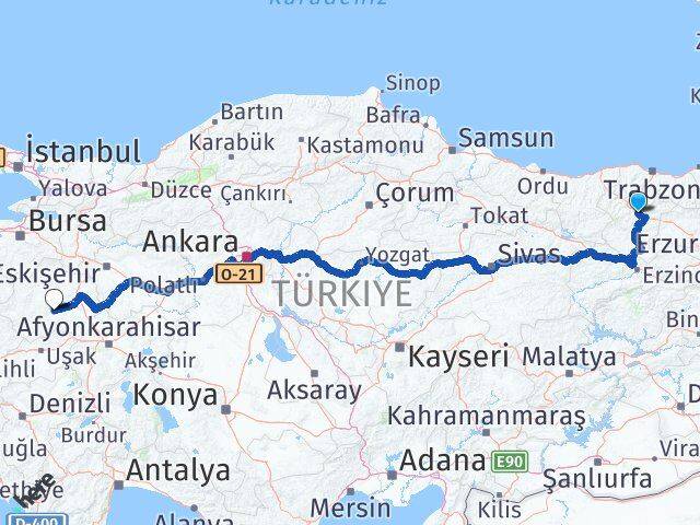 Gümüşhane Çavdarhisar Kütahya Arası Kaç Km - Yol Haritası