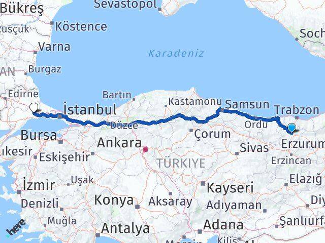 Gümüşhane Çorlu Tekirdağ Arası Kaç Km - Yol Haritası