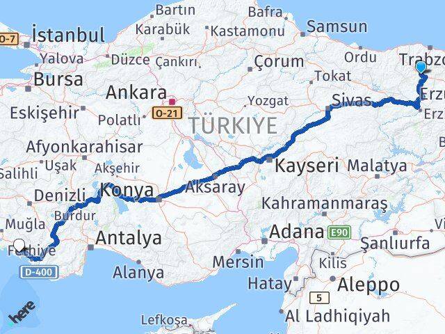 Gümüşhane Dalaman Muğla Arası Kaç Km - Yol Haritası
