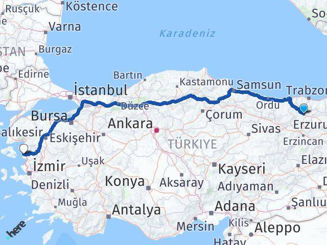 Gümüşhane Dikili İzmir Arası Kaç Km - Yol Haritası