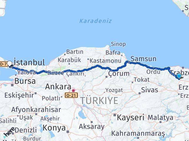Gümüşhane Esenler İstanbul Arası Kaç Km - Yol Haritası