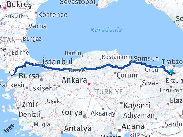 Gümüşhane Gelibolu Çanakkale Arası Kaç Km - Yol Haritası