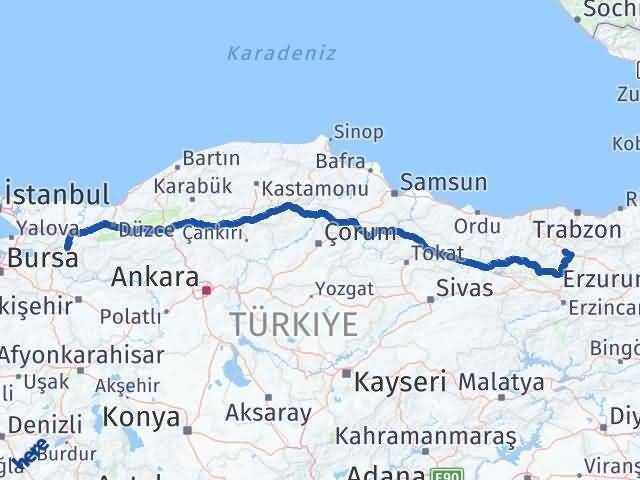 Gümüşhane Geyve Sakarya Arası Kaç Km - Yol Haritası