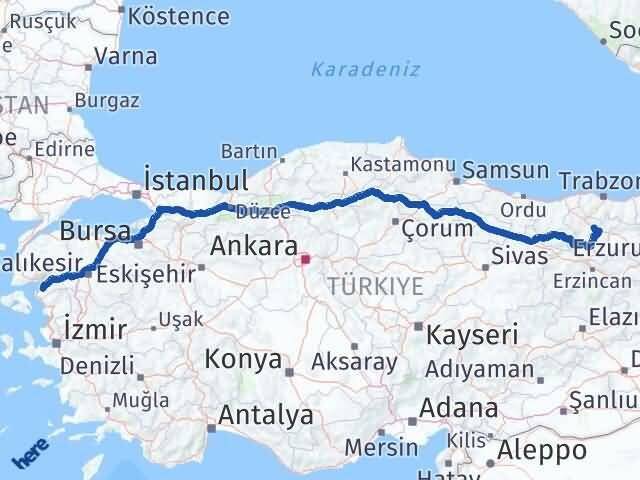 Gümüşhane Gömeç Balıkesir Arası Kaç Km - Yol Haritası