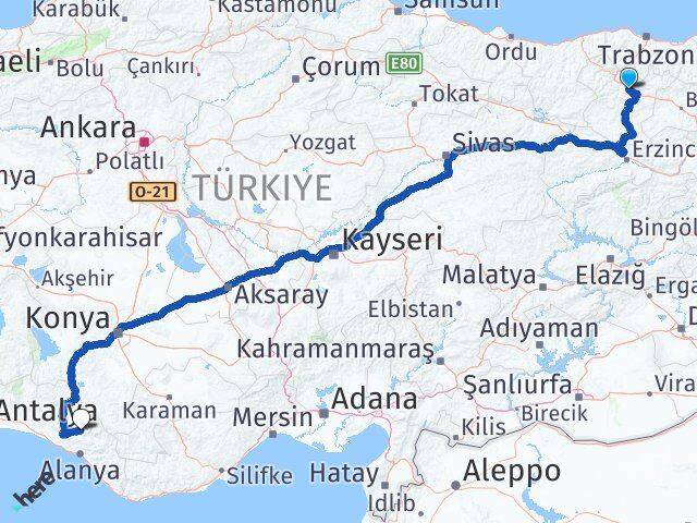 Gümüşhane Gündoğmuş Antalya Arası Kaç Km - Yol Haritası