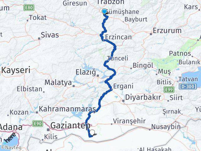 Gümüşhane Harran Şanlıurfa Arası Kaç Km - Yol Haritası