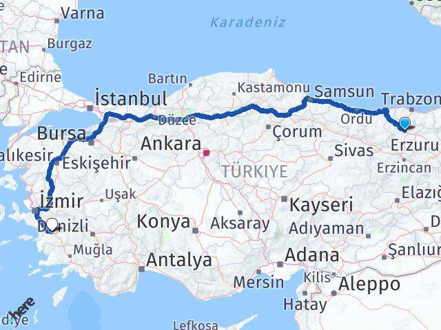 Gümüşhane İncirliova Aydın Arası Kaç Km - Yol Haritası