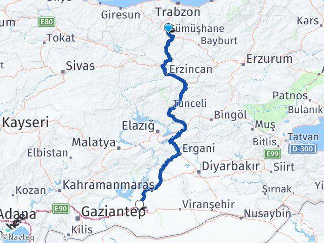 Gümüşhane Karaköprü Şanlıurfa Arası Kaç Km - Yol Haritası