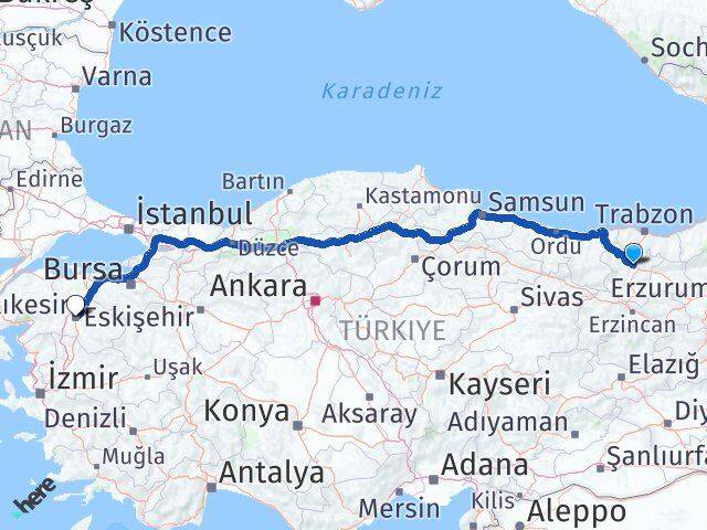 Gümüşhane Karesi Balıkesir Arası Kaç Km - Yol Haritası