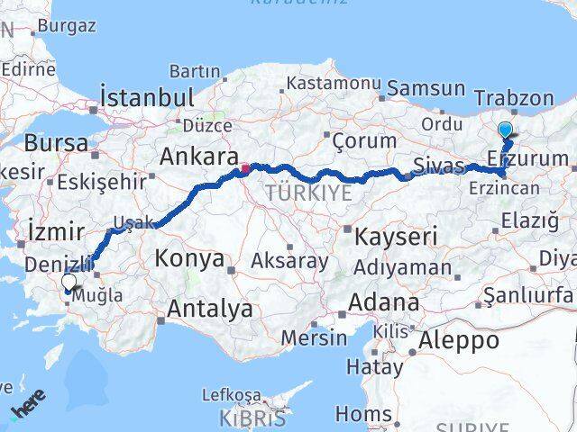 Gümüşhane Kavaklıdere Muğla Arası Kaç Km - Yol Haritası
