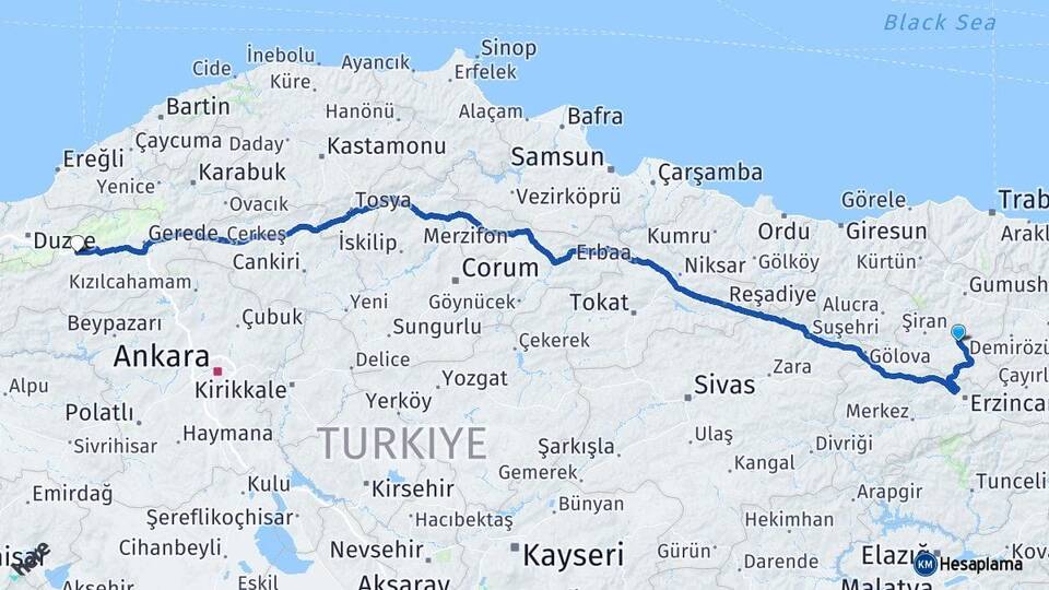 Gümüşhane Kelkit Bolu Arası Kaç Km - Yol Haritası