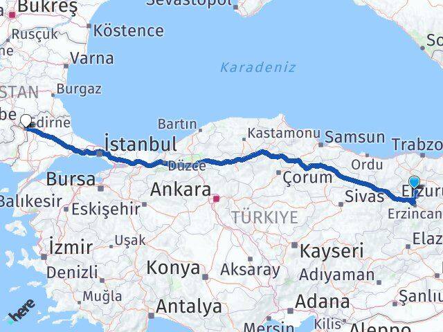 Gümüşhane Kelkit Edirne Arası Kaç Km - Yol Haritası