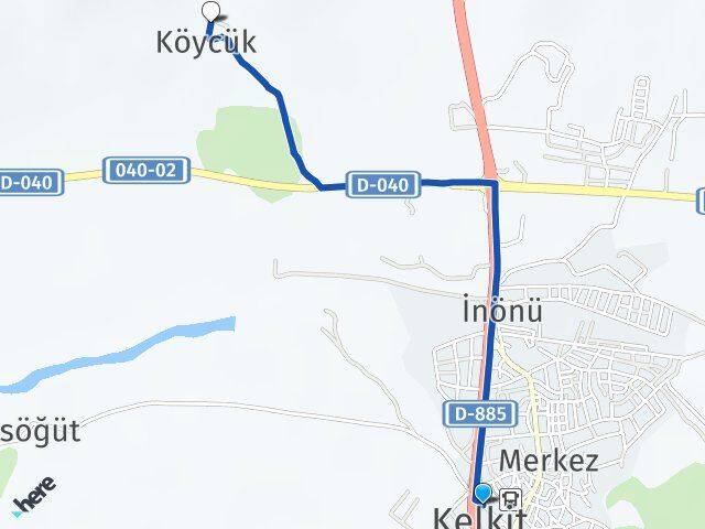 Gümüşhane Kelkit Köycük Kelkit Arası Kaç Km - Yol Haritası