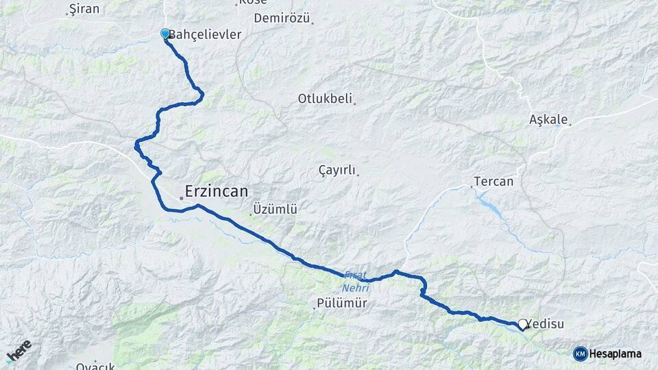 Gümüşhane Kelkit Yedisu Bingöl Arası Kaç Km - Yol Haritası