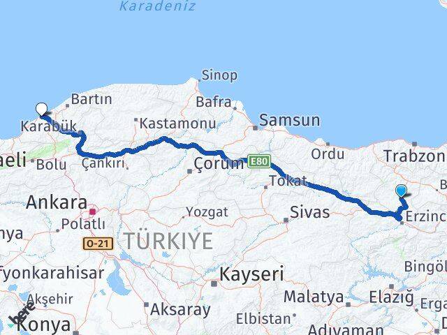 Gümüşhane Kelkit Zonguldak Arası Kaç Km - Yol Haritası