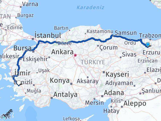 Gümüşhane Koçarlı Aydın Arası Kaç Km - Yol Haritası