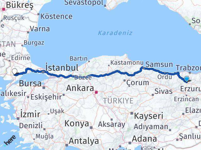 Gümüşhane Malkara Tekirdağ Arası Kaç Km - Yol Haritası